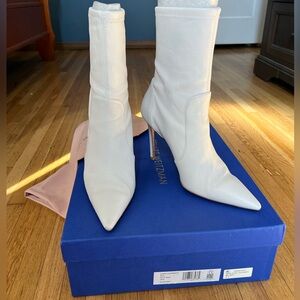 Stuart Weitzman Power Bootie 100 White